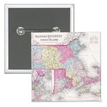 Vintage Massachusetts and Rhode Island Map (1855) Pin