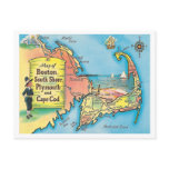 Vintage Massachusetts Cities Map Postcard