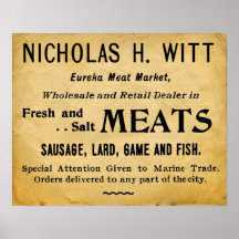Vintage Meat market Butcher Shop Sign Print