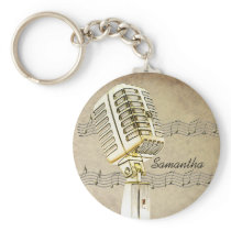 Vintage Microphone Design Keychain