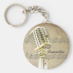Vintage Microphone Design Keychain