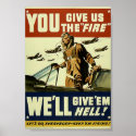 Vintage Military Give'em Hell Poster posters