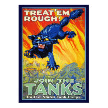 Vintage Military War Poster, Join the Tanks Personalized Invitations