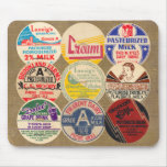 Vintage Milk Bottle Caps Mousepad Collage