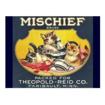 Vintage Mischief Brand Label Postcards