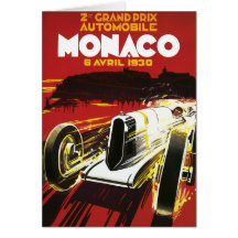 Vintage Monaco Car Road Race Poster Greeting Card