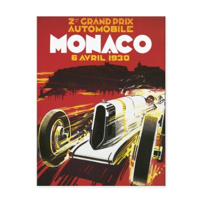 Vintage Monaco Car Road Race Poster Postcard