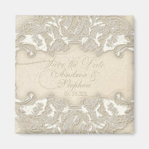 Vintage Monogram Lace Baroque Etching Swirl Formal Magnet