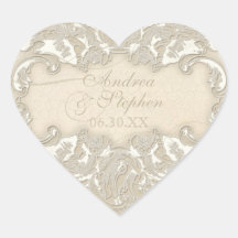 Vintage Monogram Lace Baroque Etching Swirl Formal Stickers