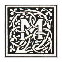 Vintage Monogram M Art Nouveau Letter Canvas Prints