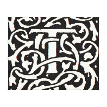 Vintage Monogram T Art Nouveau Letter Gallery Wrap Canvas
