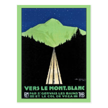 Vintage Mont Blanc Railroad Travel ad Post Cards