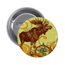 Vintage Moose Gifts Pinback Buttons