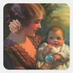 Vintage Mother and Child Portrait Sticker
