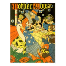 Vintage Mother Goose Reading Books to Children Post Card