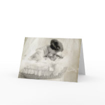 Vintage Mother Kissing Baby in Bassinet