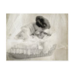 Vintage Mother Kissing Baby in Bassinet