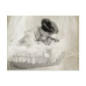 Vintage Mother Kissing Baby in Bassinet postcards