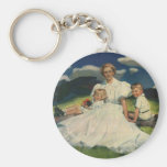 Vintage Mother with Children Portrait Keychains