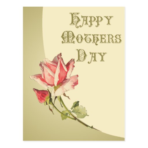 Vintage Mother's Day with Pink Rose Postcard
