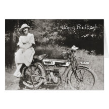 Vintage motorcycle birthday card v2