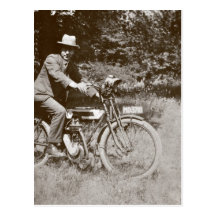 Vintage motorcycle c1920s sepia postcard