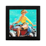 Vintage Motorcycle Rider Gil Elvgren Pinup Girl Trinket Box