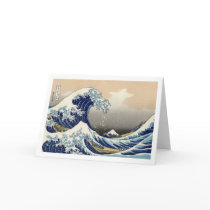Vintage Mount Fuji and Wave Greeting Cards