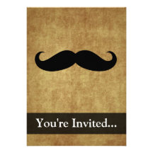 Vintage Moustache w/Custom Text Custom Invitation