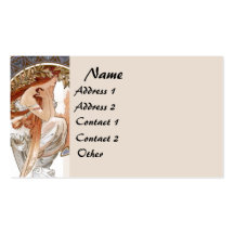 Vintage Mucha Lady Business Card