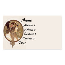 Vintage Mucha Lady Business Card