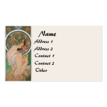 Vintage Mucha Lady Business Card