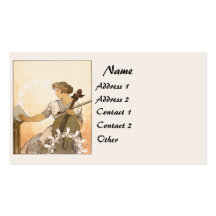 Vintage Mucha Musician Business Card