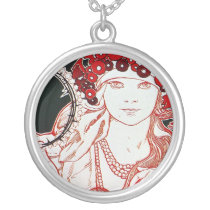 Vintage Mucha Personalized Necklace