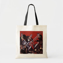 Vintage Music, Art Deco Musical Jazz Band Jamming Canvas Bag