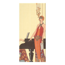 Vintage Music, Art Deco Pianist Musician Singer Rack Card