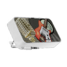 Vintage Music Microphone and Guitar Doodle Speaker