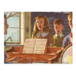 Vintage Music Teacher Teaching Students to Sing Postcards