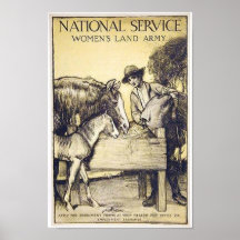 Vintage Naitonal Service Women's Land Army Recruit Posters