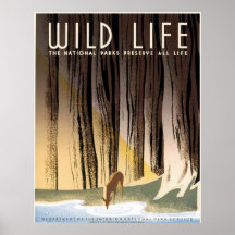 Vintage National Parks Wildlife WPA Poster