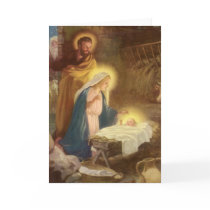 Vintage Nativity Scene; Baby Jesus in the Manger Card