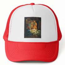 Vintage Nativity Scene; Baby Jesus in the Manger Trucker Hats