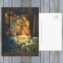 Vintage Nativity Scene; Baby Jesus in the Manger