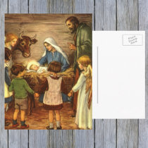 Vintage Nativity Scene, Baby Jesus in the Manger