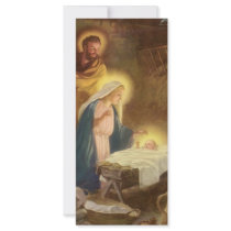 Vintage Nativity Scene; Baby Jesus in the Manger Customized Rack Card