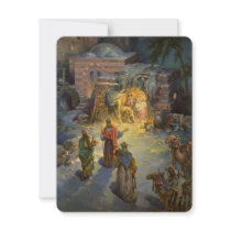 Vintage Nativity Scene with Visiting Magi Personalized Invite