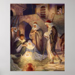 Vintage Nativity, Shepherds and Jesus, Milo Winter Poster