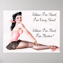 Vintage Naughty Ballerina Pin Up Girl Poster