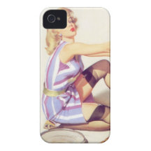 Vintage Naughty Handy Pin Up Girl iPhone 4 Case