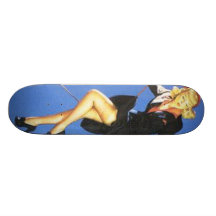 Vintage Naughty Lady-in-Black Pin Up Girl Custom Skate Board